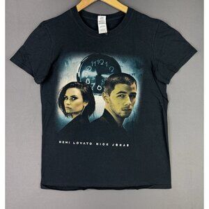 Vintage Y2K Nick Jonas Demi Lovato Band Tee Music Concert Tour Promo Black Shirt